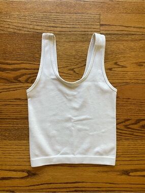 a new day Cream Ribbed Scoop Tank Top